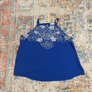 Love on a Hanger blue embroidered high-neck top